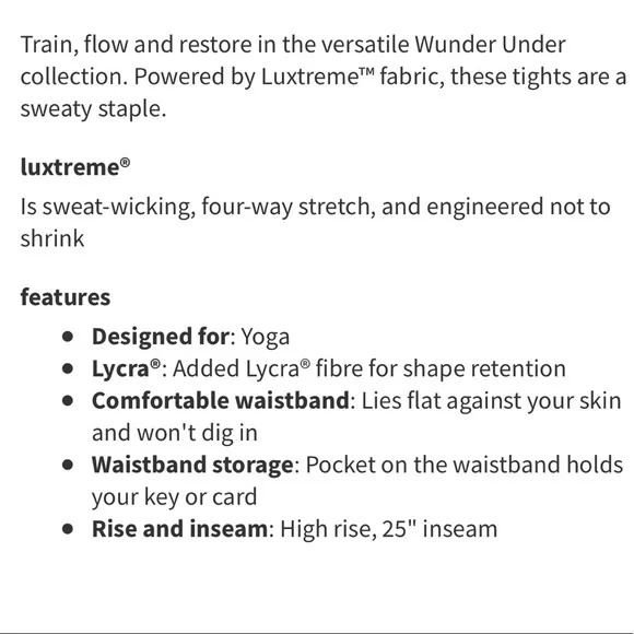 NWT Lululemon Black Wunder Under High-Rise Tight 25" Size 4 - Picture 10 of 11